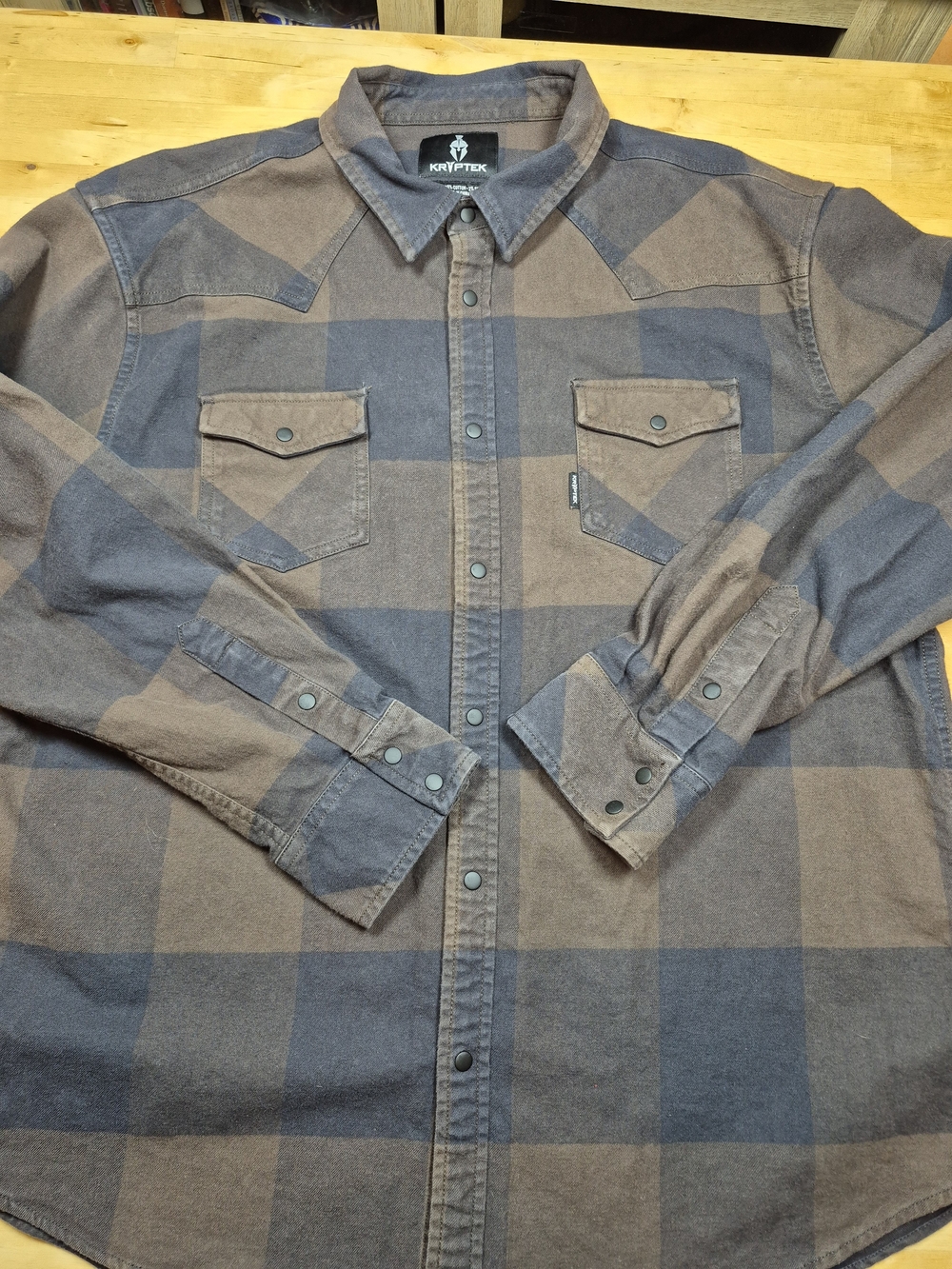 Kryptek Men's Brown & Gray Plaid Button-Down Shirt